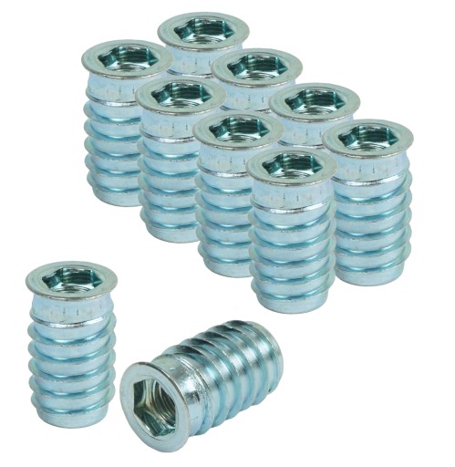 10x nástrčka na skrutkovanie M8 x 24 mm, nábytková vložka do dreva, s imbusovým kľúčom 8