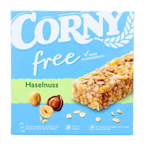 CORNY Tyčinka Lieskové oriešky BEZ CUKRU 6 kusov DE