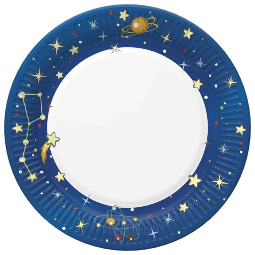 Set taniere, šálky, obrúsky, COSMOS, raketa, hviezdy, mimozemšťania, narodeniny