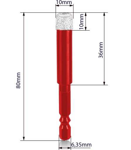 OTVOROVÁ PILA DIAMANTOVÁ VŔTAČKA VŔTAČKA 10mm PRE ŠESTIKRÁTKOVÚ keramiku