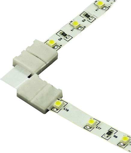 Rohový konektor pre RGB LED pásik + klipy