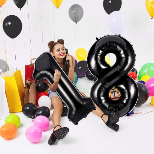 Fóliový balón číslo 18 narodeniny osemnáste VEĽKÉ ozdoby HEL 100cm