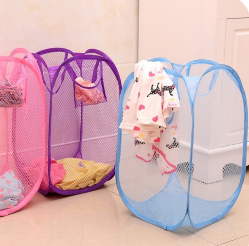 MODRÝ KOŠÍK NA PRÁDLO HRAČKY SKLADACÍ ÚKLADNÝ NÁDOB 45X34