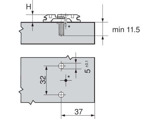 CLIP vedenie, 0 mm, oceľ, EXPANDO, výškové nastavenie