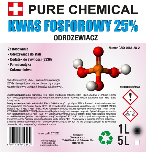ODSTRAŇOVANIE HRDZE Z LIATINY KYSELINA FOSFOROVÁ 1L 25%