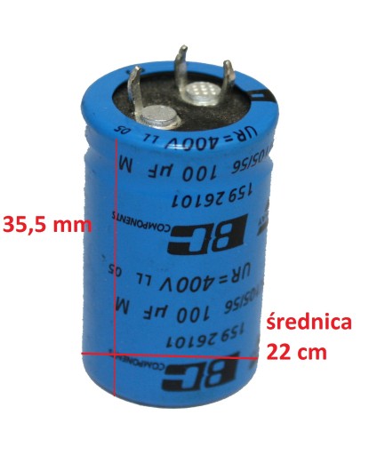 Elektrolytický kondenzátor 100uF 400V 25/105/56