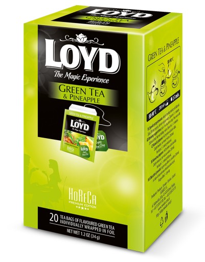 Zelený čaj s ananásom pre gastronómiu Horeca Zelený čaj 20 LOYD obálok