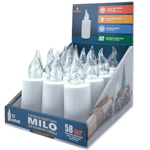 LED vložka na sviečky, lampa na sviečku Milo biela