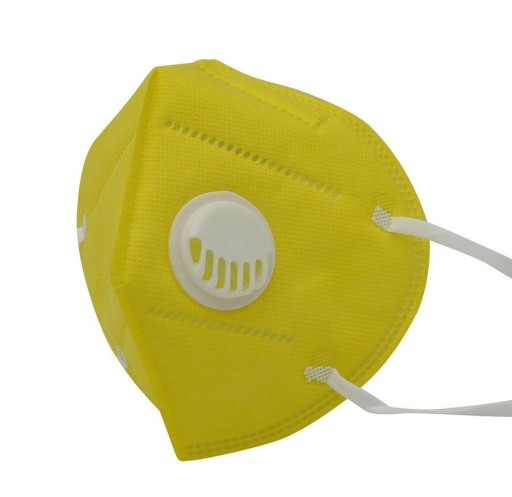 KN95 ochranná maska s ventilom červená/žltá