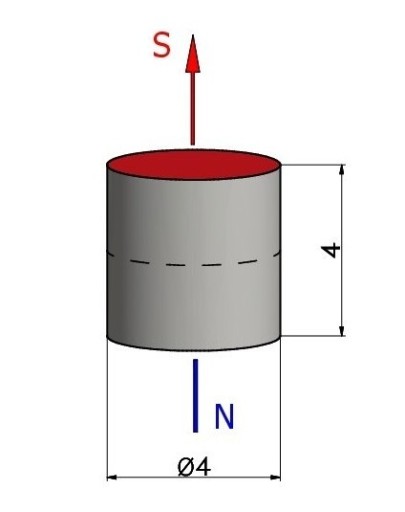 Neodymový magnet 4x4mm Cylindrický silný valec N42