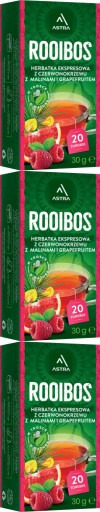 Bylinkový čaj vo vrecúškach Astra Rooibos malina a grapefruit 20 ks x3