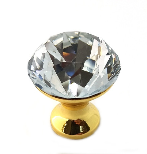 KĽÚČKA NA NÁBYTOK ZLATÁ KĽUČKA CRYSTAL FI30 KRÁSNY DIAMANT
