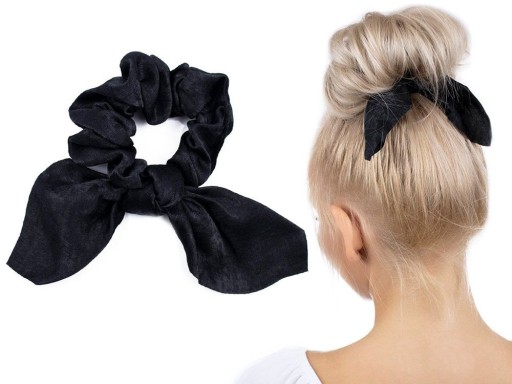 RUB NA VLASY, čierna ŠÁLKA, scrunchie, FROTÉ