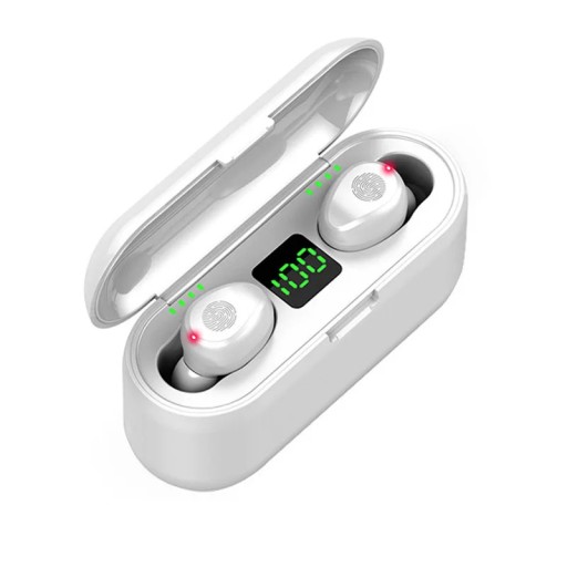 F9 BEZDRÔTOVÉ ŠPORTOVÉ SLÚCHADLÁ BLUETOOTH POWERBANK BIELA