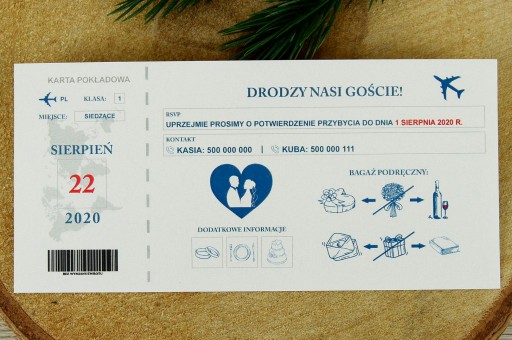 Svadobné oznámenia svadobné LETENKA