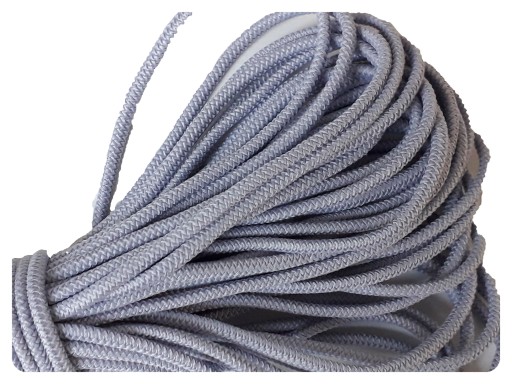 Okrúhla zapletaná guma, 3 mm, mäkká elastická, zapletená gumová šnúrka, 5 m, šedá