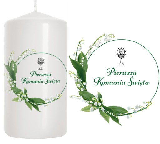 SVIEČKA prijímanie Dekorácia na stôl na sviečku SVÄTÉ prijímanie Konvalinka 10cm