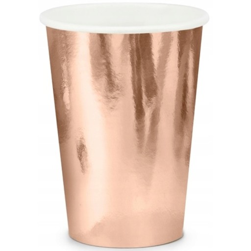 ROSE GOLD papierové poháre ružové zlato metalická narodeninová oslava 6 ks