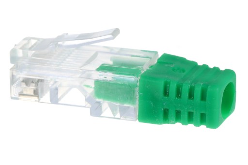 Zástrčka RJ45 8P8C s odľahčením ťahu, zelený kryt, 10 kusov