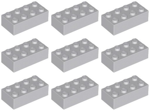 LEGO 3001 BRICK 2x4 svetlosivá (20g) 9 ks.