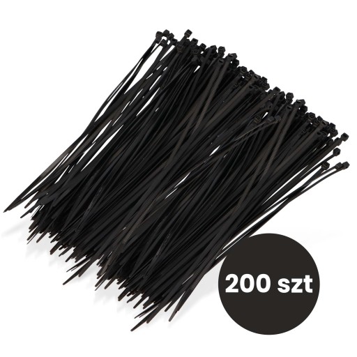 200x sťahovacie pásky Káblové pásky Zipsy 3,6 x 300 mm Silné UV sťahovacie pásky