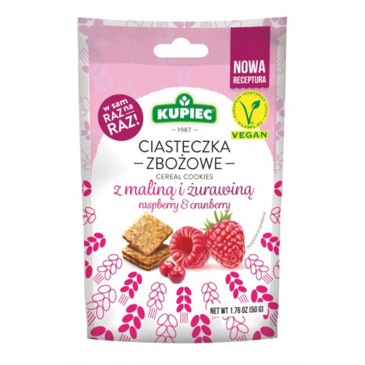 KUPIEC Sušienky s malinovou príchuťou s brusnicami 50g
