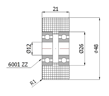 VALEC fi 48 DVOJITÉ LOŽISKO do 100 kg 12mm