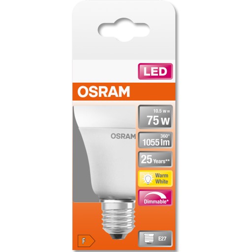 E27 A60 LED žiarovka 10,5W 2700K Stmievateľná OSRAM