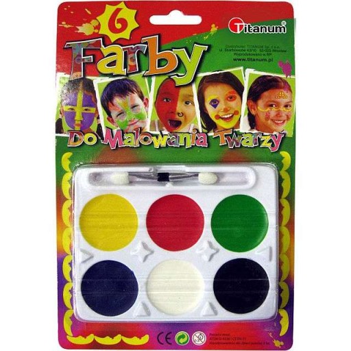 Farby na maľovanie tváre a tela, 6 farieb štetcom