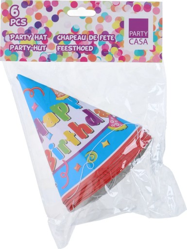 Farebné papierové narodeninové čiapky pre deti Happy Birthday PARTY x6
