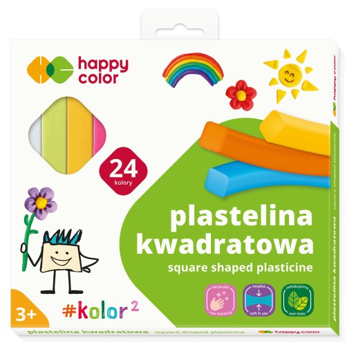 PLASTICINE štvorec 24 farieb HAPPY COLOR