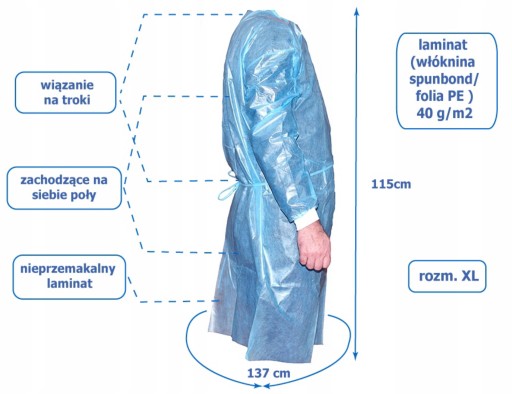 Ochranná jednorazová lekárska zástera XL laminátová 40g modrá x1 Business