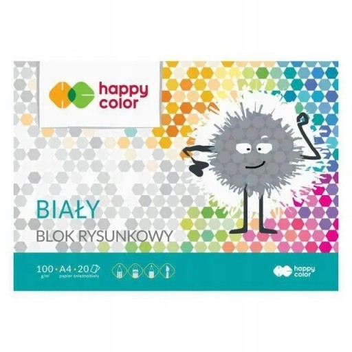 HAPPY FAREBNÉ KRESLENIE BLOK A4 BIELY PAPIER
