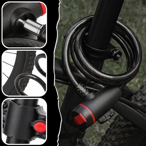 ZÁMOK NA BICYKEL ZÁMOK NA BICYKEL BEZPEČNOSTNÝ KÁBEL KĽÚČ