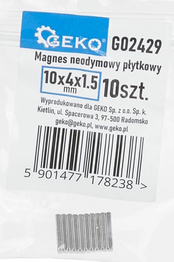 Neodymový tanierový magnet 10x4x1,5mm 10ks GEKO G02429