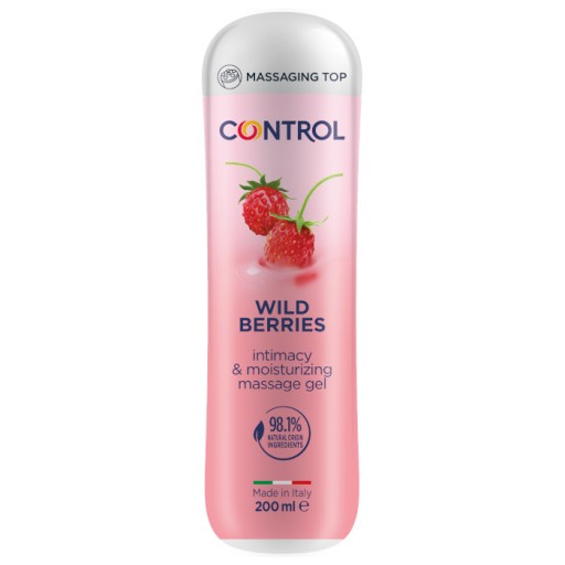 CONTROL WILD BERRIES Intímny gél na sexuálnu masáž, účinný, veľký, HORIZONTÁLNY, 200 ml