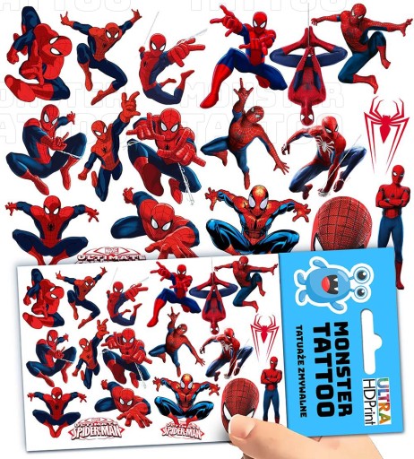 UMÝVAJÚCE DOČASNÉ TETOVANIE PRE DETI DETSKÝ SPIDERMAN ORIGINÁLNE DIZAJNY