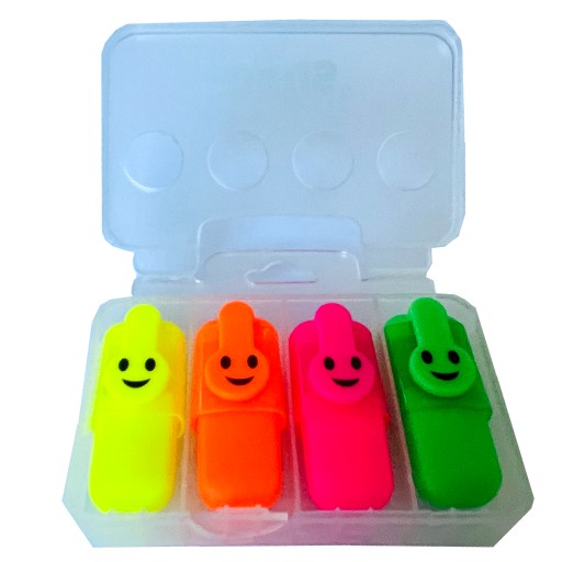 MINI ZVÝRAZŇOVAČE 4 kusy FLUO FUNNY SMILES