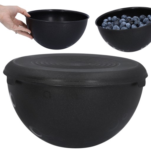 Čierna KUCHYŇSKÁ MISKA z plastu, 3L, POKROK, veľký priemer. 24,5 cm