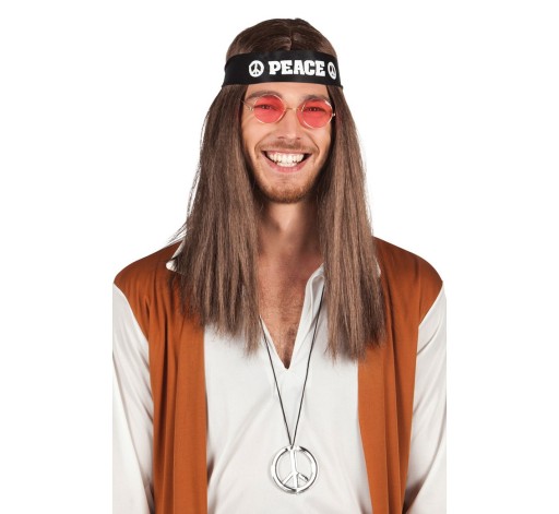 Hippie súprava vlasový náhrdelník s okuliarmi Pacific Party Retro