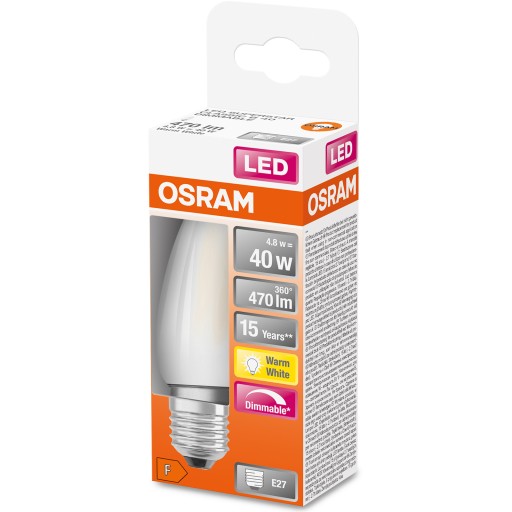 E27 B35 LED žiarovka 4,8W 2700K Stmievateľná OSRAM
