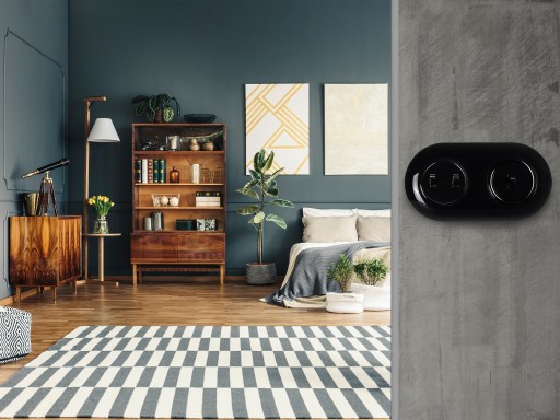 LOFT RETRO VINTAGE ZVONOVÝ SPÍNAČ ČIERNA JLM