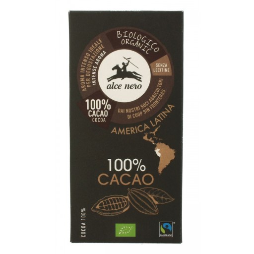 Čokoláda 100% kakao 50g ALCE NERO BIO