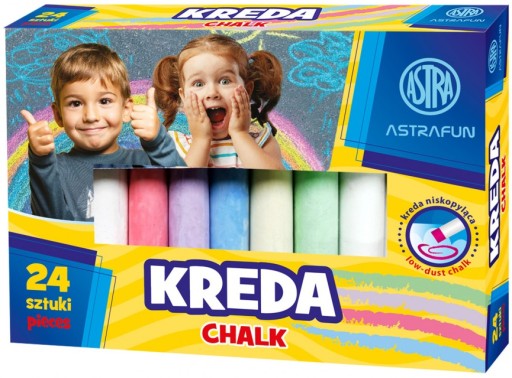 Astra BLACKBOARD CHALK, málo prašná, 24 ks