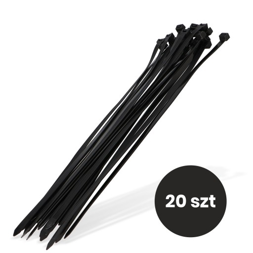 20x sťahovacie pásky Káblové pásky Zipsy 7,6 x 350 mm Silné UV sťahovacie pásky