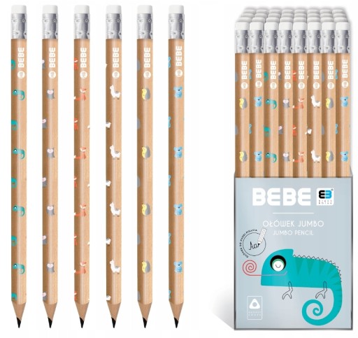 Trojuholníková ceruzka s gumou JUMBO zvieratká BB