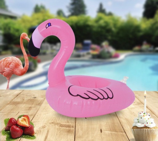 Nafukovací držiak na nápoje hrnček Coaster Flamingo for Water Drinks Pink