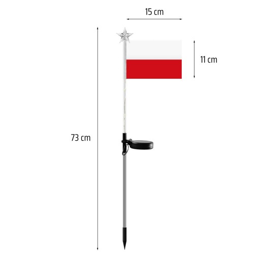 LED SOLÁRNA ZÁHRADNÁ LAMPA S POĽSKOU VLAJKOU