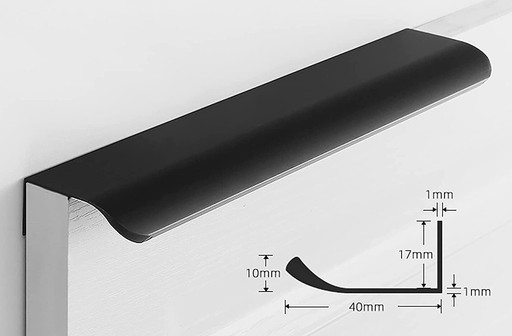 ÚCHYTKA NÁBYTKU 600mm HRANA MATNÁ ČIERNA MODERNÁ