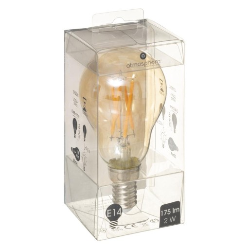 RETRO dekoračná teplá žiarovka E14 2W 175lm jantárová